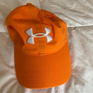 neon orange under armour baseball cap
